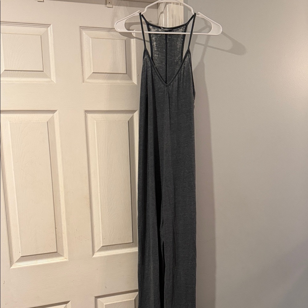 Zara Dark Gray Strappy Wide-Leg Jumpsuit